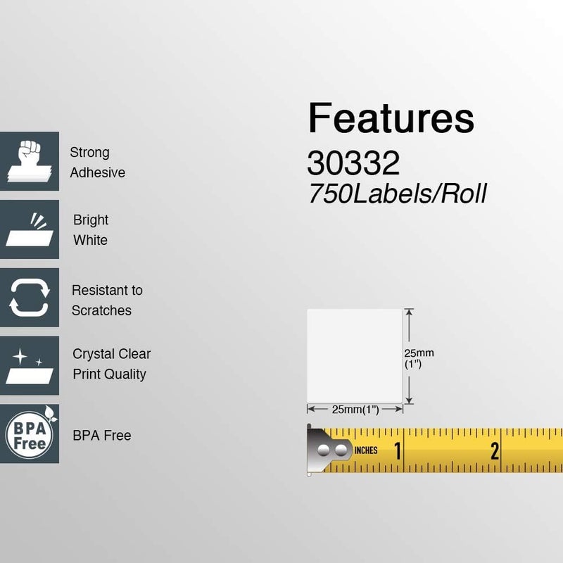 BETCKEY - Compatible DYMO 30332 (1" x 1") Square Multipurpose Labels - Compatible with DYMO Labelwriter 450, 4XL, NOT FIT 550 & 5XL [6 Rolls/4500 Labels] - Image 3